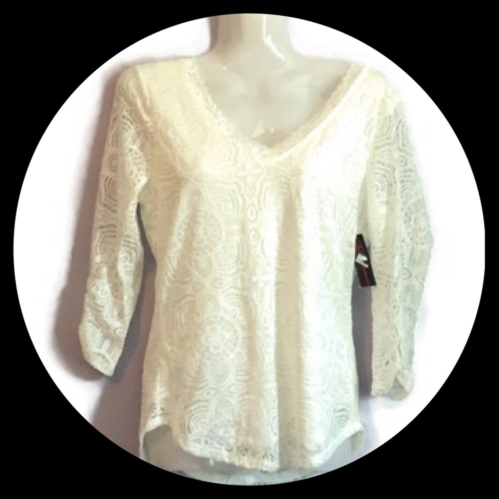 Brand new nobo  3/4 sleeve white lace shirt size s